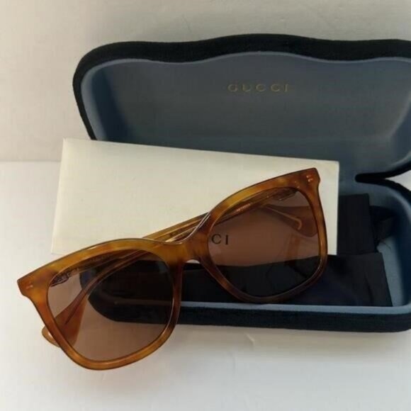 New- Authentic 💯GG1071S 003 55 GUCCI HAVANA CAT-EYE SUNGLASSES - Picture 11 of 13